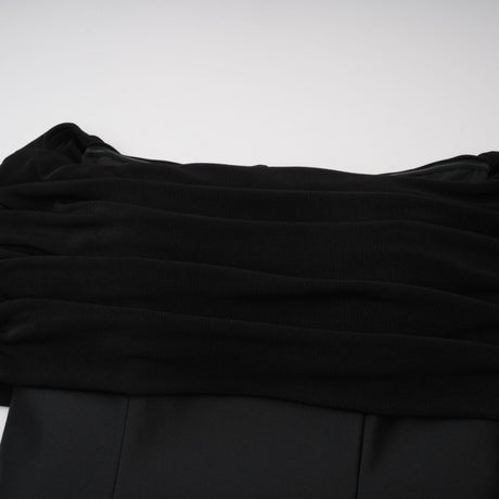 Selmori Anaïs Black Off Shoulder Polished Midi Dress