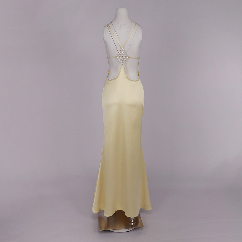 Désir Beaded Backless Maxi Dress Gold