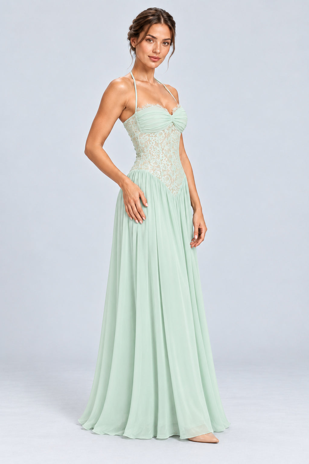 Élodine Halter Lace Corset Chiffon Maxi Dress - Mint Green_-_selmori.com_-_06