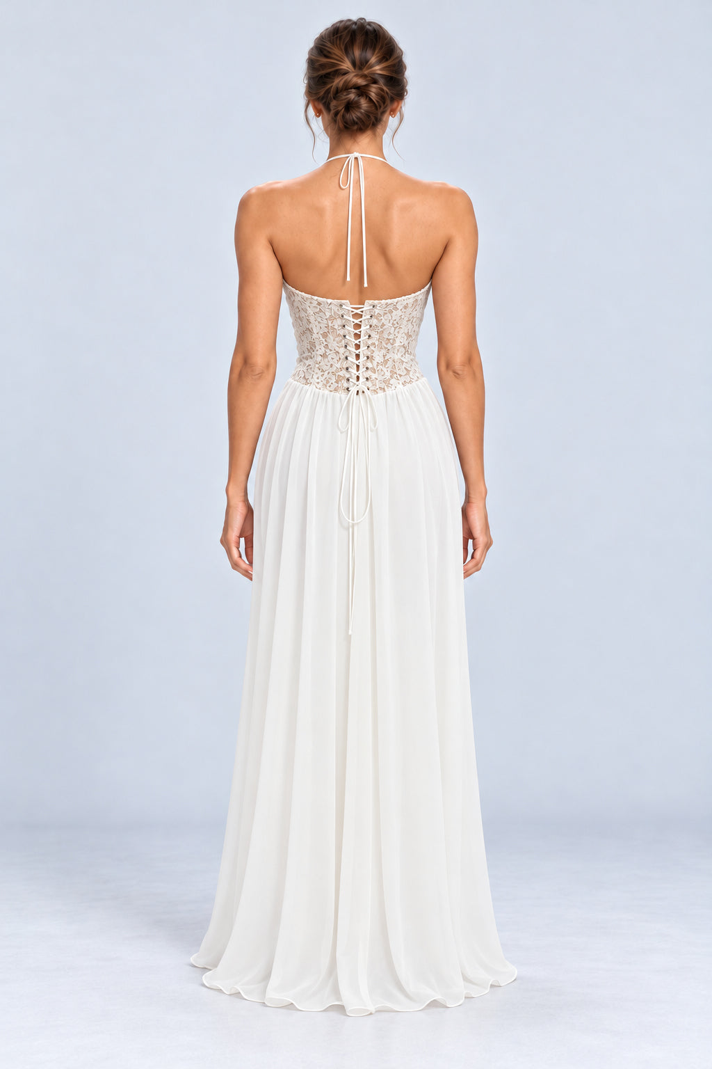 Élodine Halter Lace Corset Chiffon Maxi Dress - White_-_selmori.com_-_02