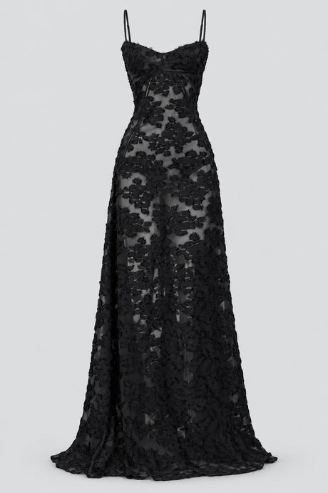 Faustine Floral Jacquard Corset Maxi Dress - Black_-_selmori.com_-_03
