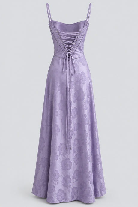 Faustine Floral Jacquard Corset Maxi Dress - Lavender_-_selmori.com_-_04