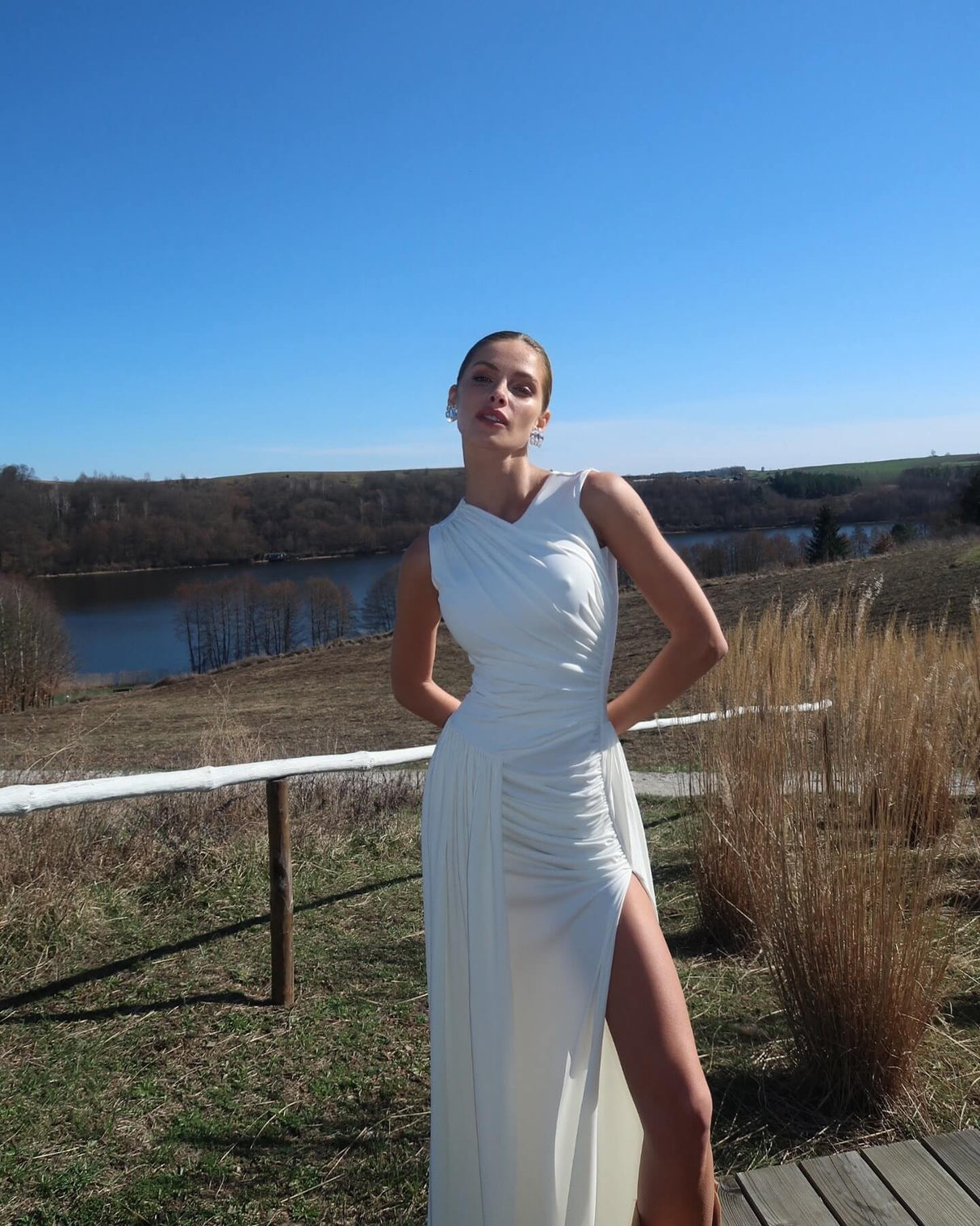 Selmori Flavie Ruched Sleeveless Maxi Dress