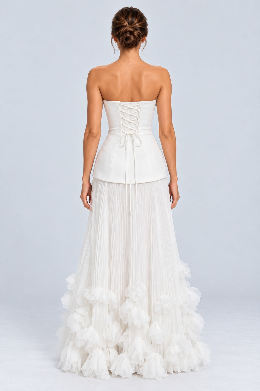 Florélie Strapless Floral Pleated Maxi Dress - White_-_selmori.com_-_02