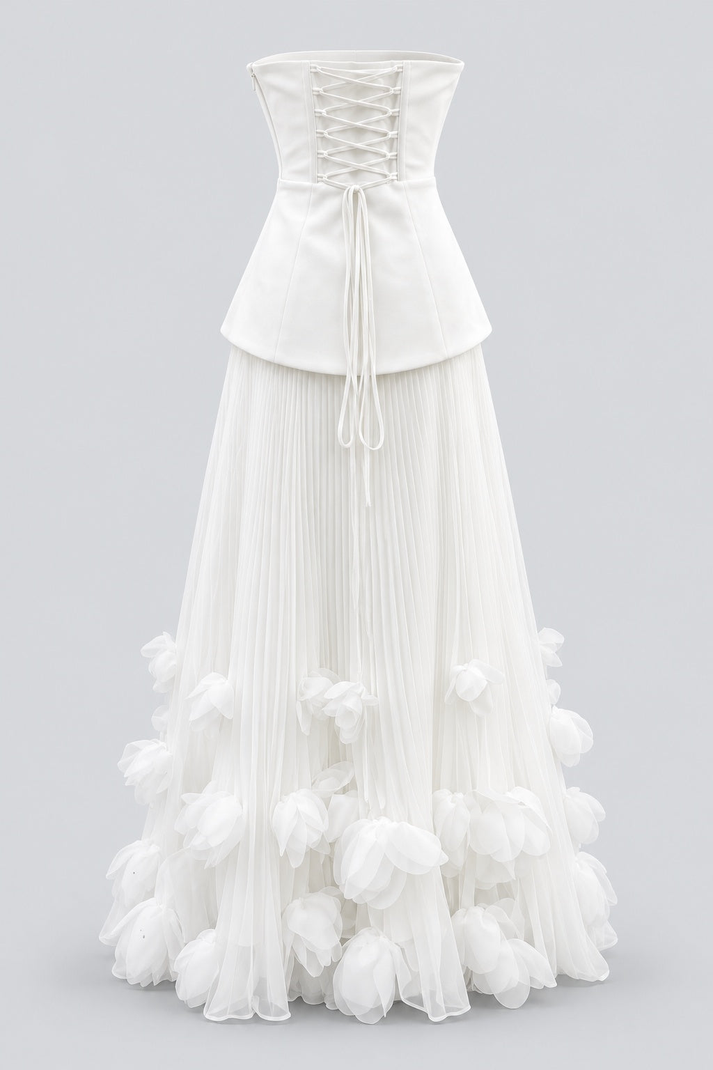 Florélie Strapless Floral Pleated Maxi Dress - White_-_selmori.com_-_04