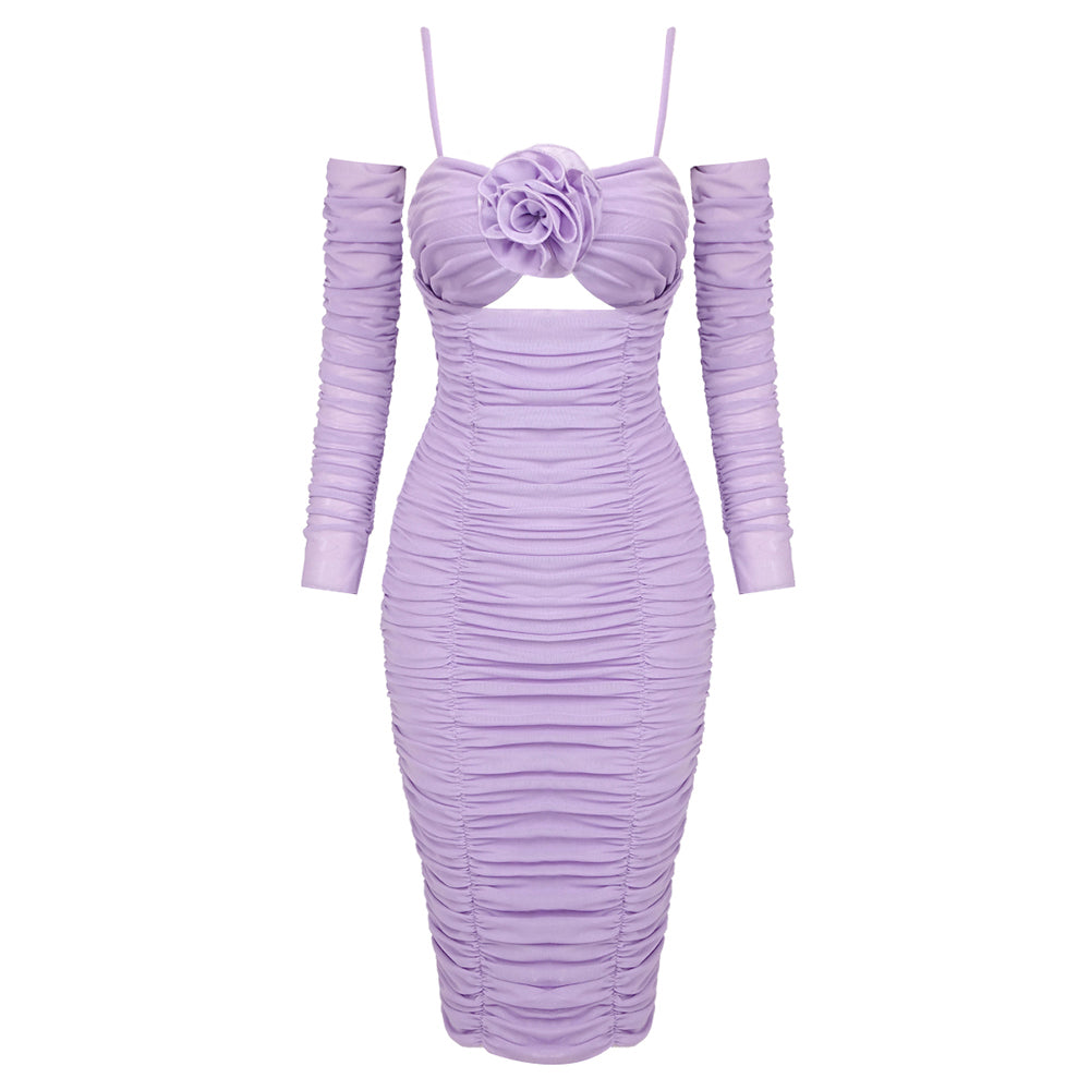 Selmori Marion Ruched Midi Dress Light Purple