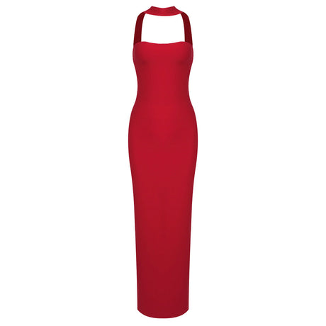 Selmori Clémence Strapless Evening Maxi Dress Red