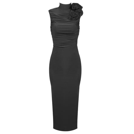 Selmori Odette Elegant Sleeveless Midi Dress Black