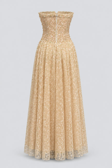 Guillemette Strapless Floral Lace Drop Waist Maxi Dress - Apricot_-_selmori.com_-_04