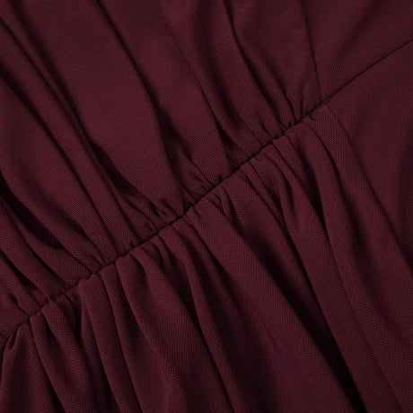 Instinct One Shoulder Draped Ruched Mini Dress Burgundy