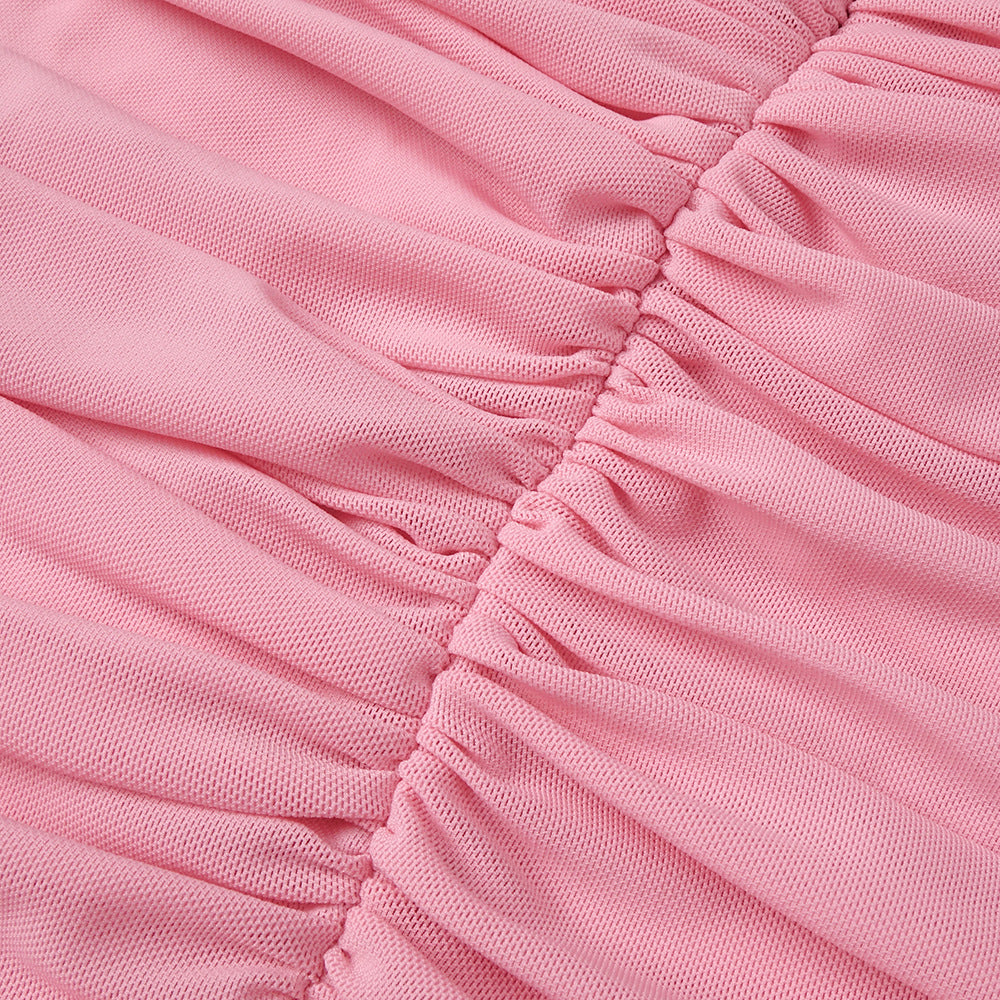 Instinct One Shoulder Draped Ruched Mini Dress Pink