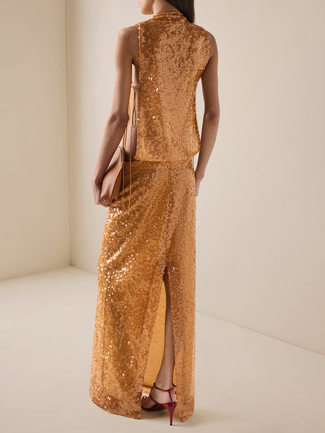 Selmori Maud Sequin Side Cut-out Maxi Dress
