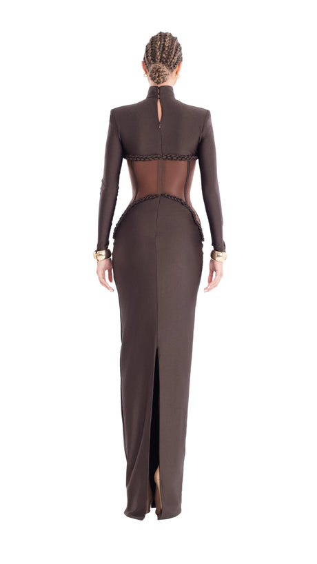 Selmori Laurence Mock Neck Corset Maxi Dress