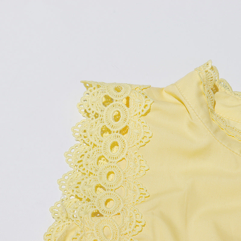 Léandra Lace Sleeveless High Neck A-Line Midi Dress