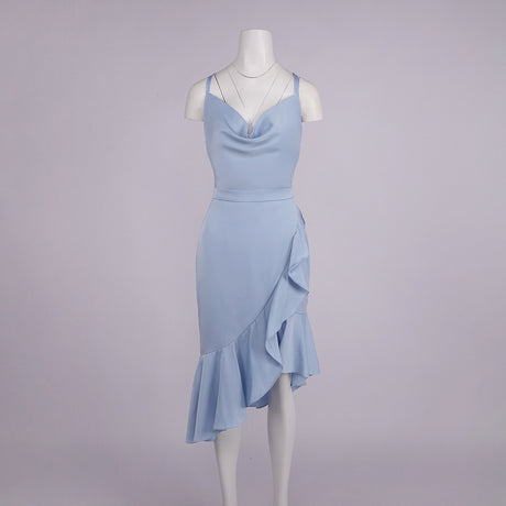 Amulette Cowl Neck Ruffle Midi Dress