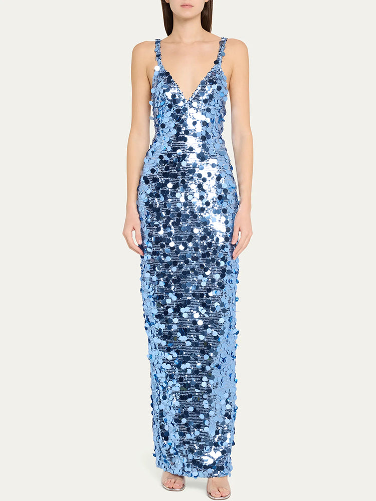 Selmori Éliane Sequin Evening Maxi Dress