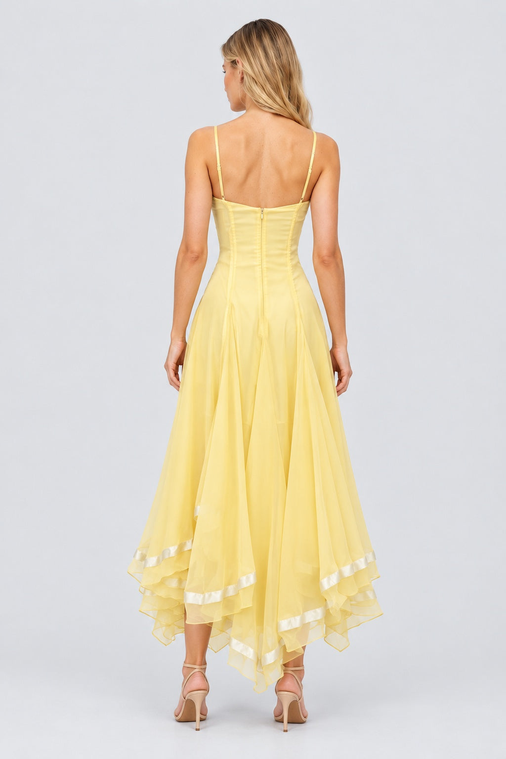 Marceline Scalloped-Embroidered Corset Handkerchief Midi Dress - Yellow_-_selmori.com_-_02