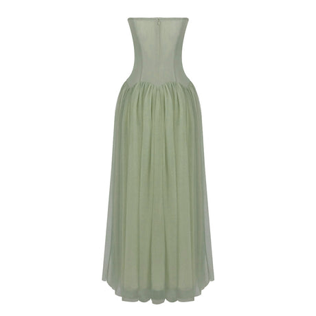 Émotion Strapless Pleated Corset Maxi Dress