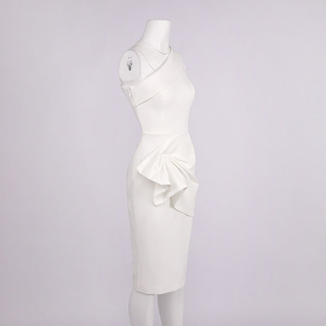 Lucie One Shoulder Draped Midi Dress