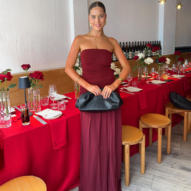 Élisa Strapless Ruched Maxi Dress