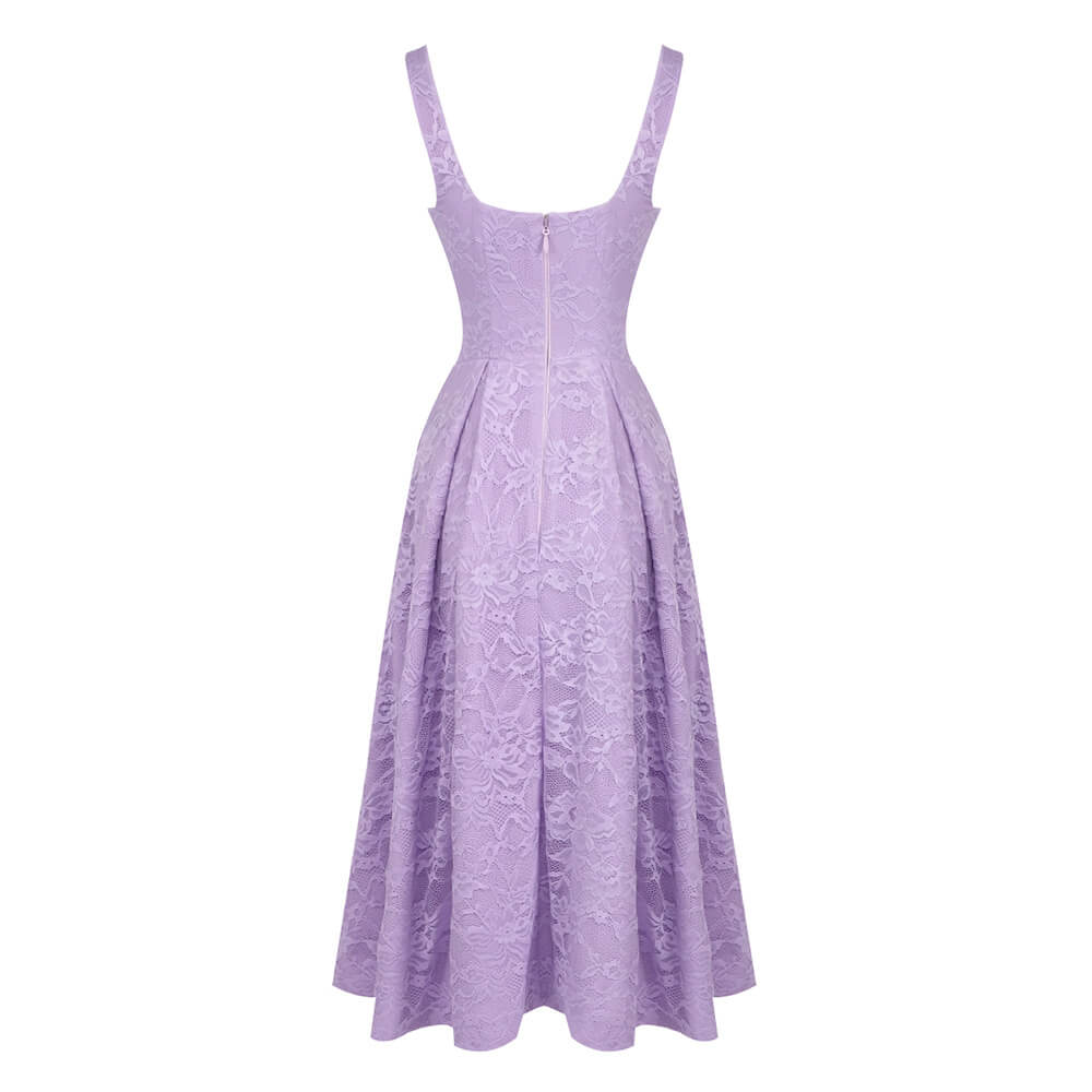 Subtilité Square Neck Lace Midi Dress