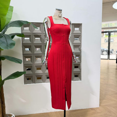 Malaury Square Neck Sleeveless Midi Dress