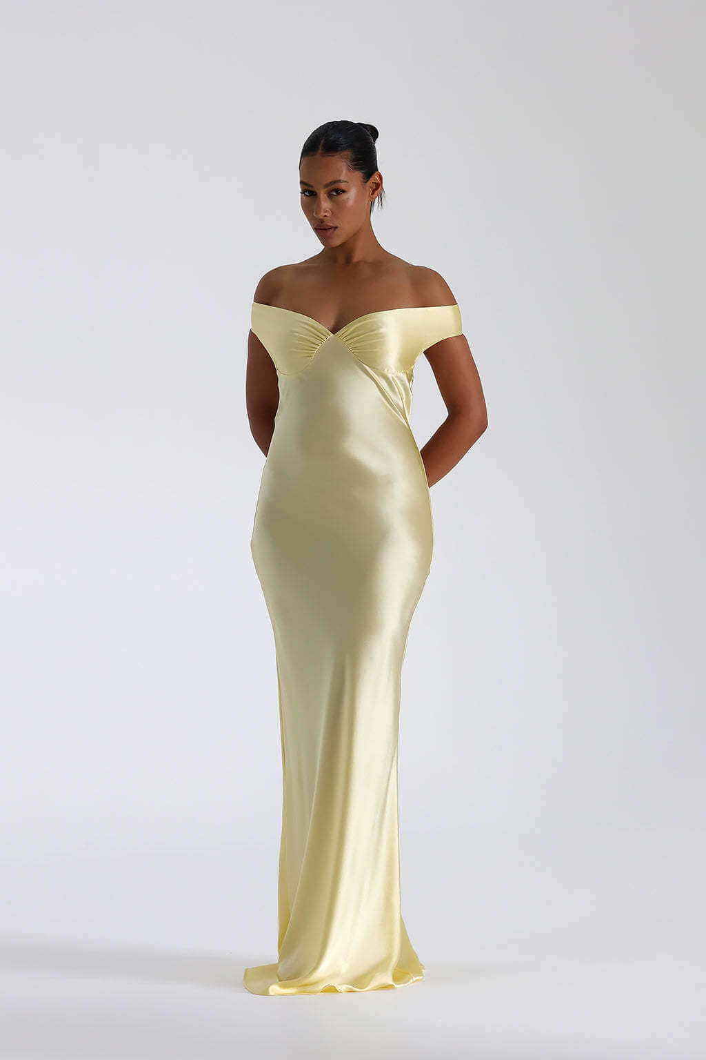 Félicité Satin Off-Shoulder Maxi Dress