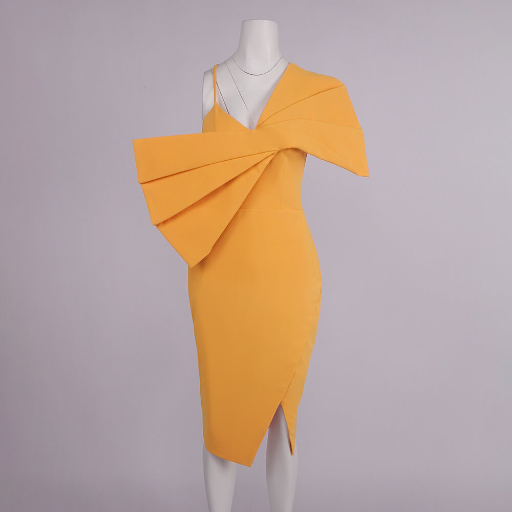 Solène One Shoulder Slit Midi Dress