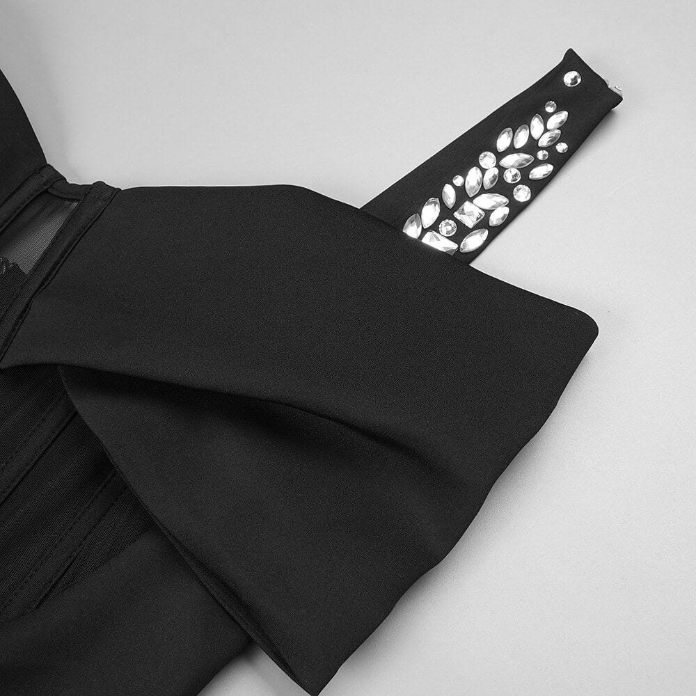 Éclatante Corset High Slit Mesh Maxi Dress