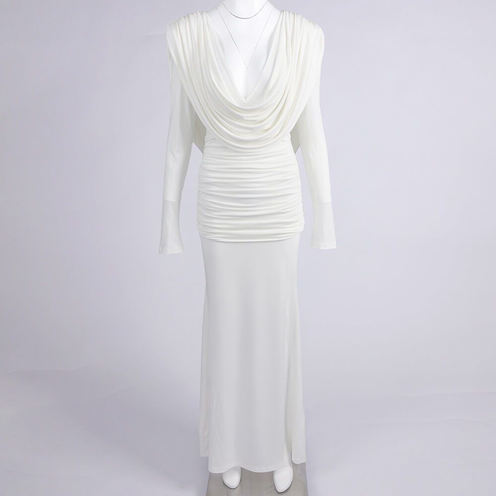 Selmori Lumière Long Sleeve Deep V Maxi Dress