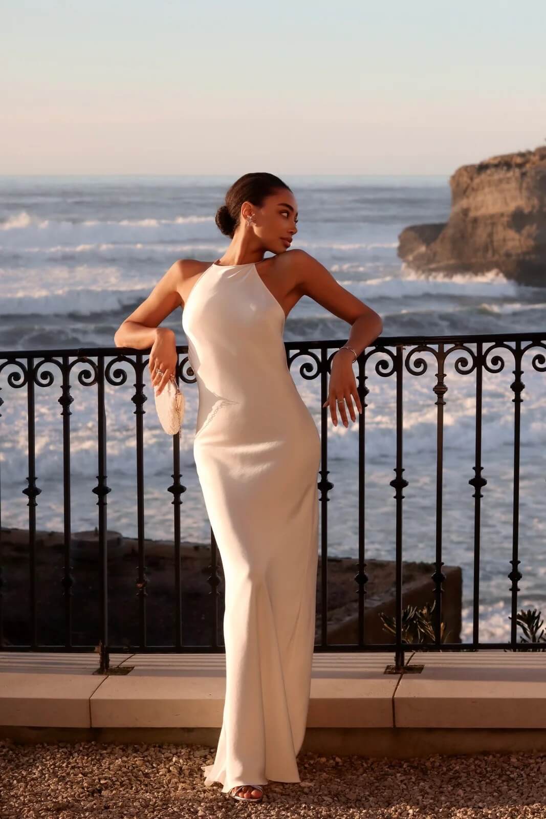 Désir Beaded Backless Maxi Dress White