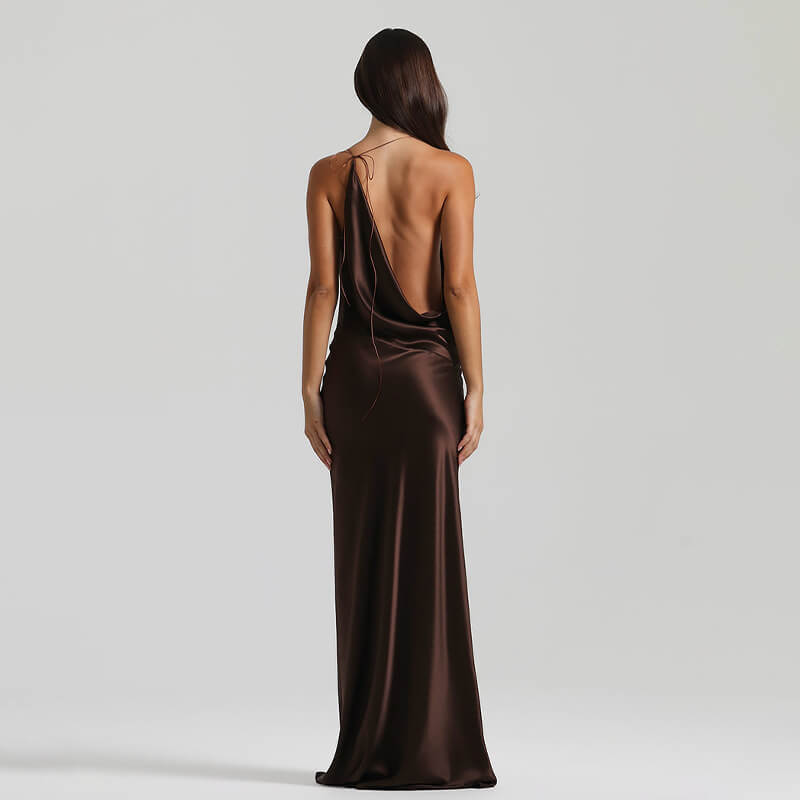 Frisson Satin Cowl Neck Slip Maxi Dress