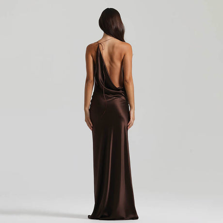 Frisson Satin Cowl Neck Slip Maxi Dress