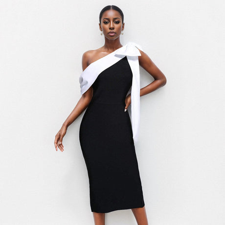 Selmori Inès One Shoulder Elegant Midi Dress