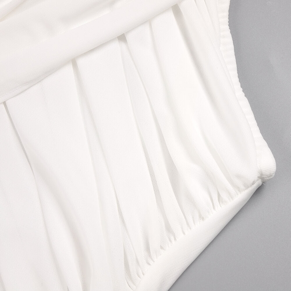 Instinct One Shoulder Draped Ruched Mini Dress White