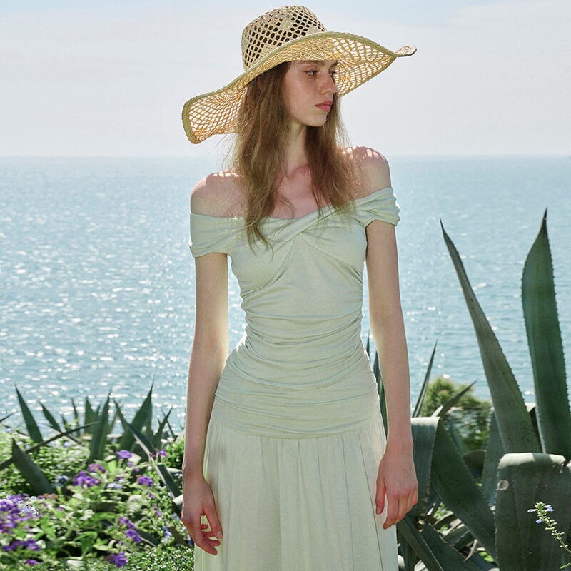 Aurore V Neck Ruched Maxi Dress Set