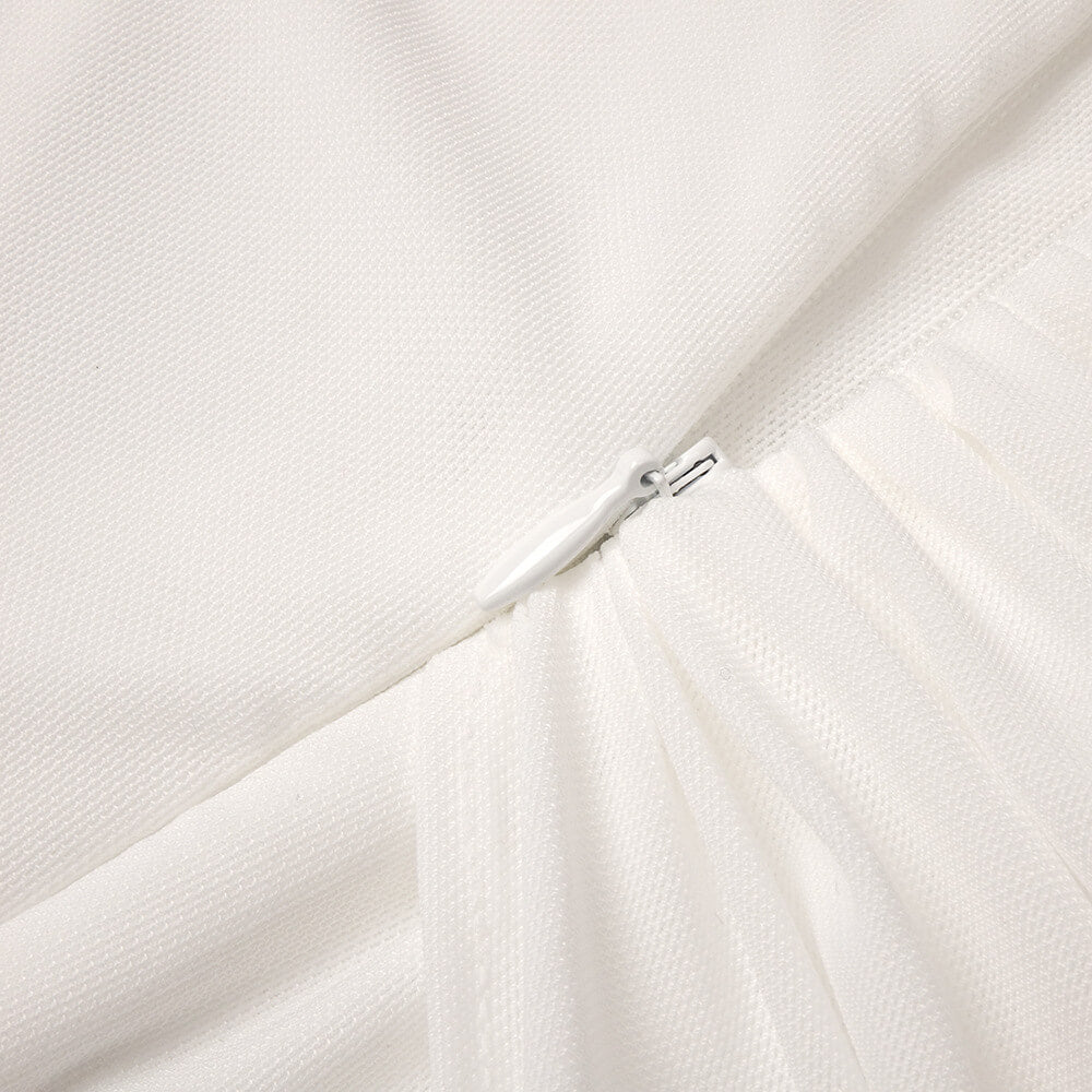 Instinct One Shoulder Draped Ruched Mini Dress White