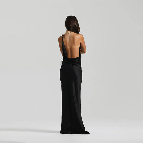 Frisson Satin Cowl Neck Slip Maxi Dress