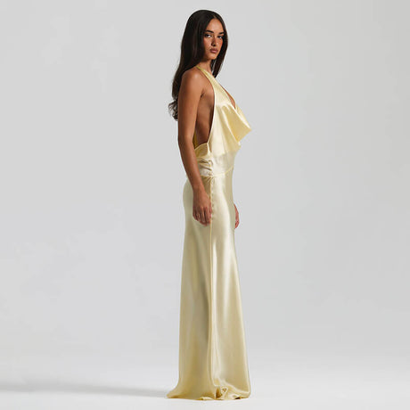 Frisson Satin Cowl Neck Slip Maxi Dress