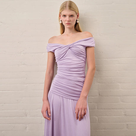 Aurore V Neck Ruched Maxi Dress Set