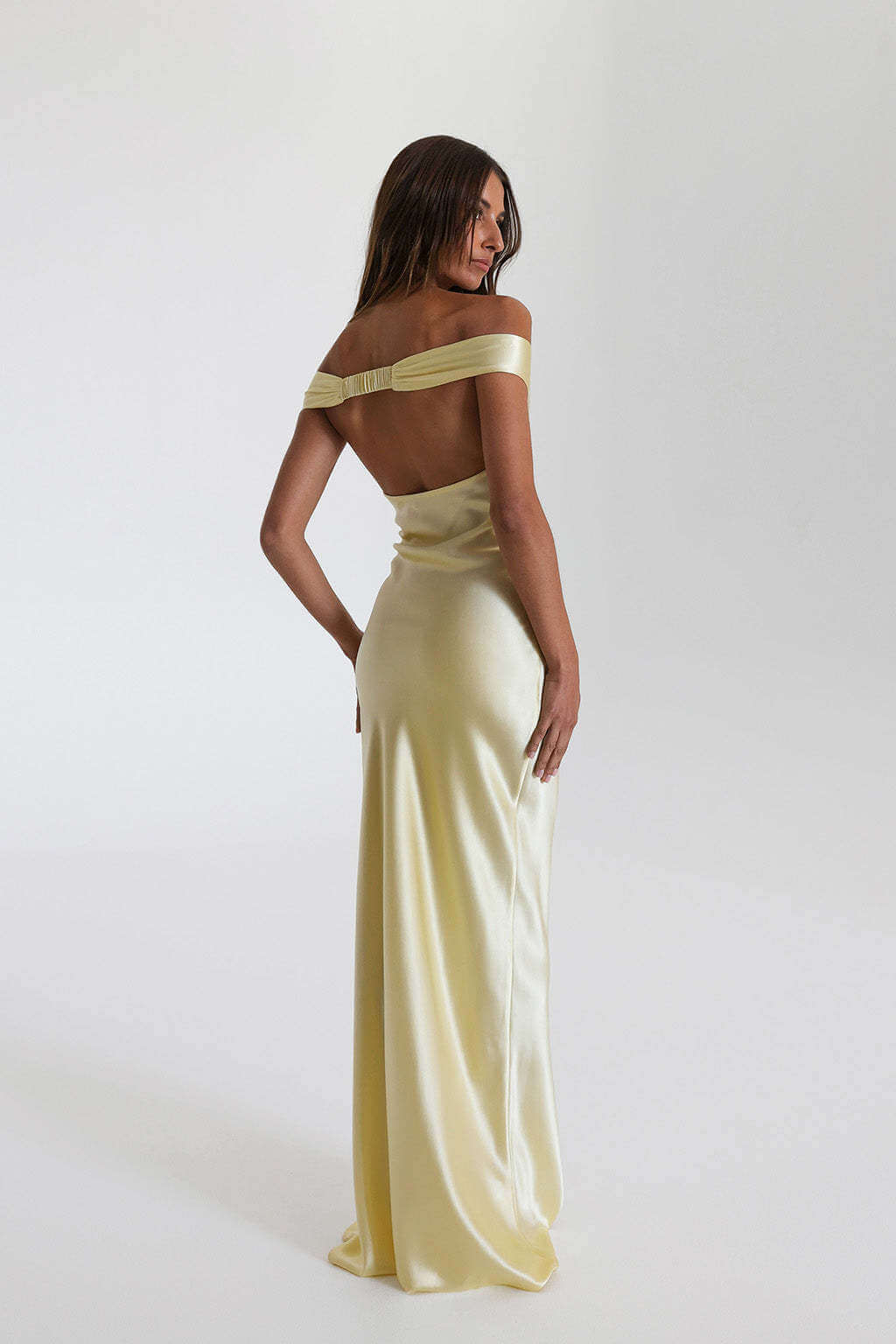 Félicité Satin Off-Shoulder Maxi Dress