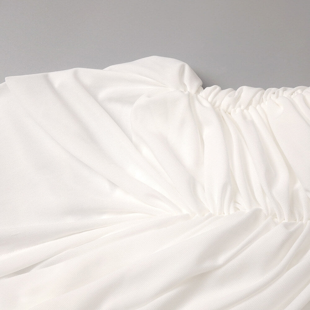Instinct One Shoulder Draped Ruched Mini Dress White