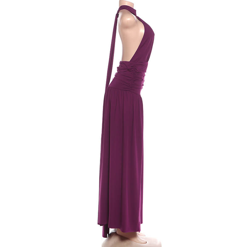 Fascination Halter Neck Ruched Waist Maxi Dress