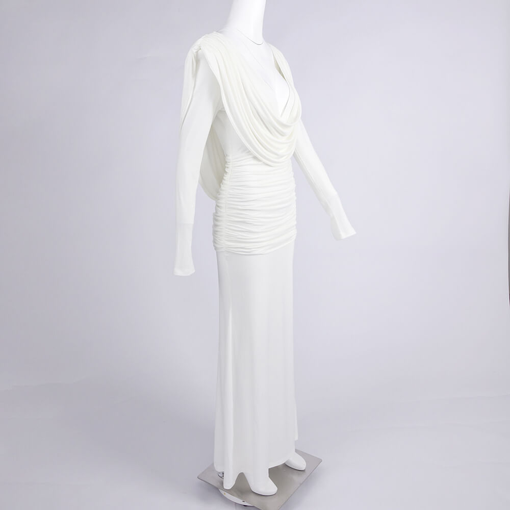 Selmori Lumière Long Sleeve Deep V Maxi Dress