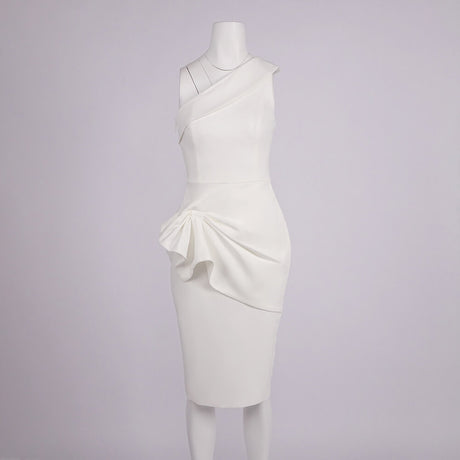 Lucie One Shoulder Draped Midi Dress