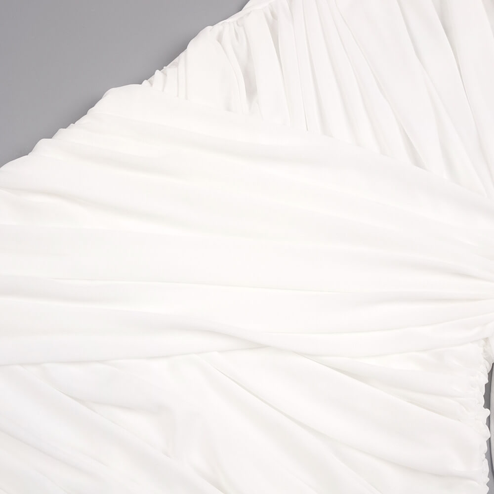 Instinct One Shoulder Draped Ruched Mini Dress White