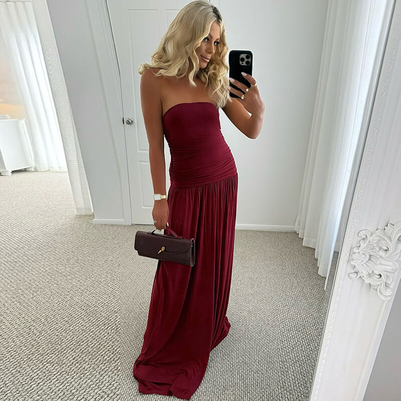 Élisa Strapless Ruched Maxi Dress