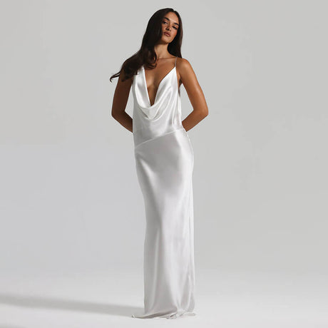 Frisson Satin Cowl Neck Slip Maxi Dress