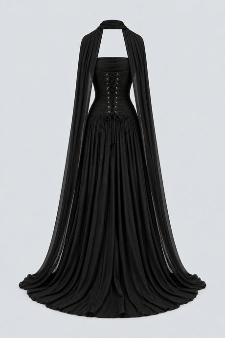 Oiseau Strapless Pleated Maxi Dress - Black_-_selmori.com_-_04