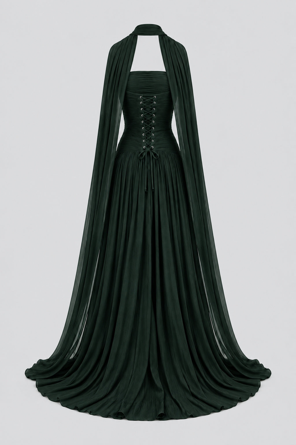 Oiseau Strapless Pleated Maxi Dress - Dark Green_-_selmori.com_-_04